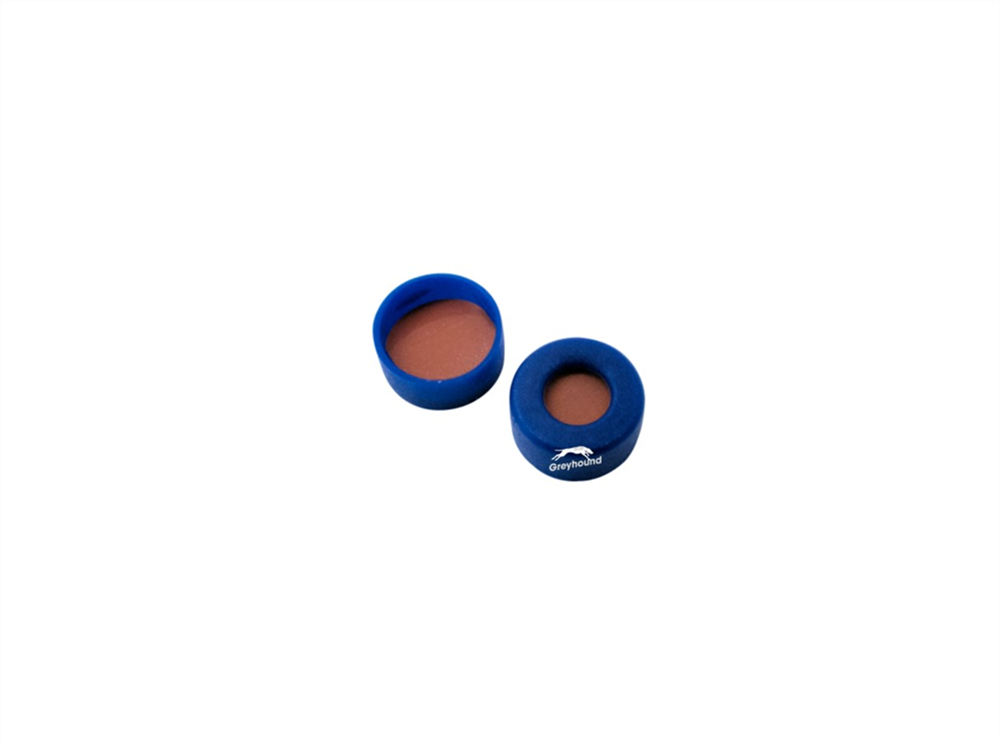 Picture of 11mm Snap Cap Blue Polyethylene with Clear PTFE/Red Rubber Septa, 1mm